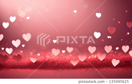 情人節紅白閃亮心形背景 135095625