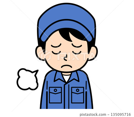 A simple worker man sighing 135095716