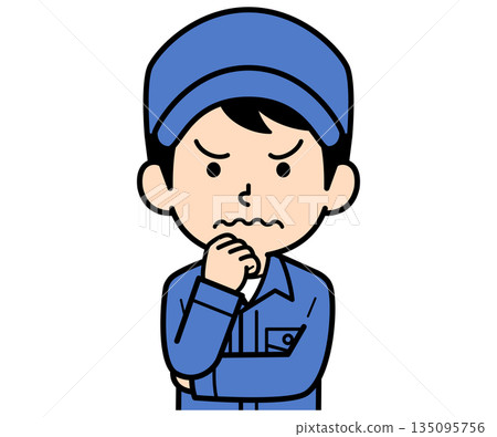 A simple worker man who is worried 135095756