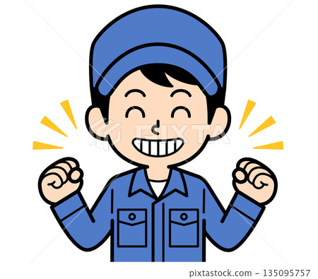 一個面帶微笑、精力充沛、樸實無華的工人 135095757