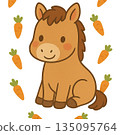 Cute horse and carrot illustration 135095764