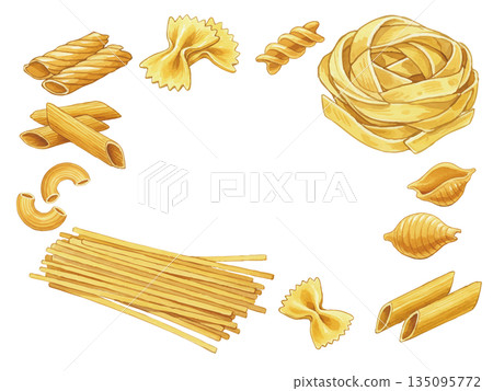 水彩義大利麵插圖 135095772