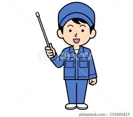 A simple worker man holding a pointer 135095815