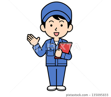 A simple worker man holding a file and guiding 135095833