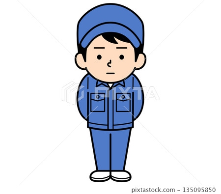 A simple worker man staring intently 135095850