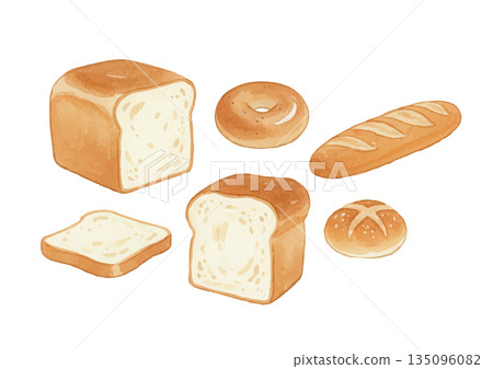 水彩麵包插圖 135096082