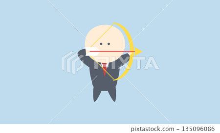 商業圖片插圖_商人用弓箭瞄準目標 135096086