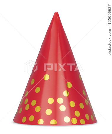 Real photo of party hat on white background Real photo of party hat on white background 135096627