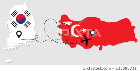 Airplane travel from South Korea to Turkey 135096731