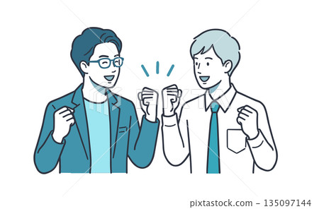 Illustration of two businessmen rejoicing at success 135097144