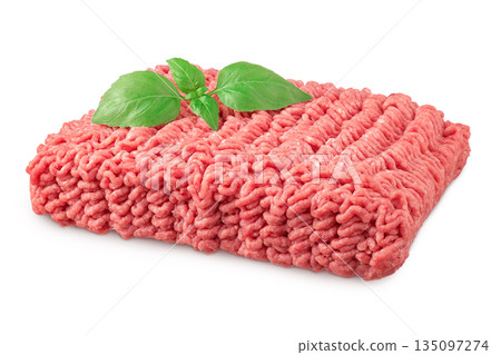 Minced meat, pork, beef, forcemeat isolated on white background 135097274