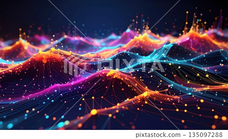 Bright light glow visualization of fractal realms and wave particle energy with dark space stars fantasy illustration Bright light glow visualization of fractal realms and wave particle energy with dark space stars fantasy illustration 135097288