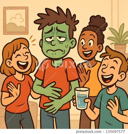 Unhealthy Lifestyle and Social Eating Consequences Illustration 135097577