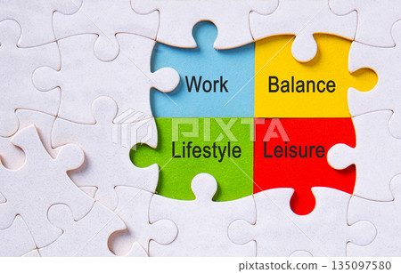 Work life balance puzzle pieces defining lifestyle leisure Work life balance puzzle pieces defining lifestyle leisure 135097580