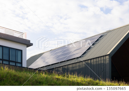 Eco House With Solar Roof Eco House With Solar Roof 135097665