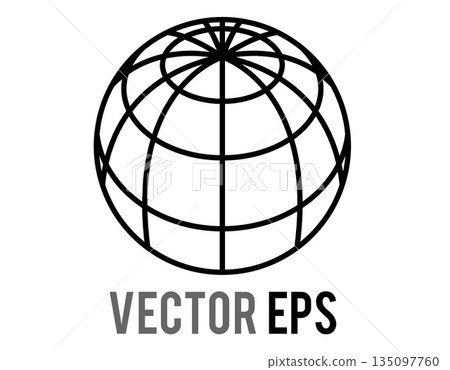 Abstract globe outline with grid lines and a small green marker Abstract globe outline with grid lines and a small green marker 135097760