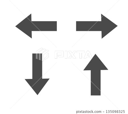 白色背景上的深灰色四向簡單箭頭圖示集 135098325