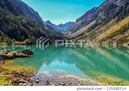 Lac de Gaube, Gaube Lake is a lake in the French Pyrenees, near the town of Cauterets in France Lac de Gaube, Gaube Lake is a lake in the French Pyrenees, near the town of Cauterets in France 135098514