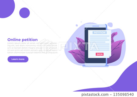 An appeal document or form. Petition online concept. Vector illustration An appeal document or form. Petition online concept. Vector illustration 135098540