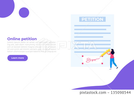 An appeal document or form. Petition online concept. Vector illustration An appeal document or form. Petition online concept. Vector illustration 135098544