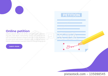 An appeal document or form. Petition online concept. Vector illustration An appeal document or form. Petition online concept. Vector illustration 135098545