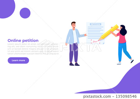 An appeal document or form. Petition online concept. Vector illustration An appeal document or form. Petition online concept. Vector illustration 135098546