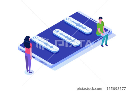 Voice Messages Isometric, event notification. Vector illustration Voice Messages Isometric, event notification. Vector illustration 135098577