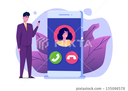 Voice over IP,  IP telephony  VoIP technology concept. Vector illustration. 135098578
