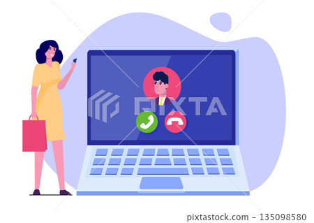 Voice over IP,  IP telephony  VoIP technology concept. Vector illustration. 135098580