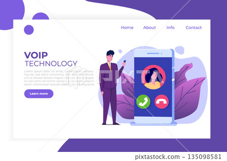 Voice over IP,  IP telephony  VoIP technology concept. Vector illustration. 135098581