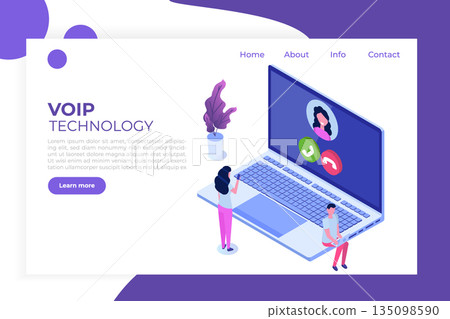 Voice over IP,  IP telephony  VoIP technology isometric concept. Vector illustration. 135098590