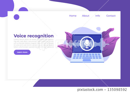 Voice recognition search on laptop. Vector illustration. 135098592