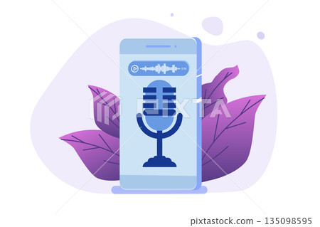 Voice messages, Voice recognition concept. Can use for web banner, landing page template, infographics. Voice messages, Voice recognition concept. Can use for web banner, landing page template, infographics. 135098595