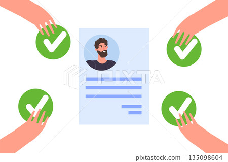 Voting online, e-voting, election internet system template. Hands holding voting icon. Vector illustration 135098604