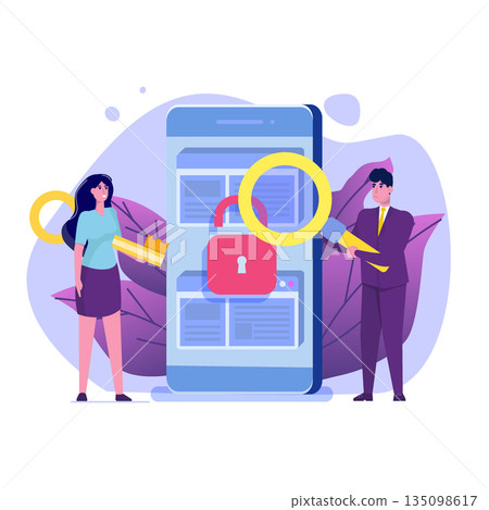 Vulnerability and bugs search, finding malware concept. Vector illustration. Vulnerability and bugs search, finding malware concept. Vector illustration. 135098617
