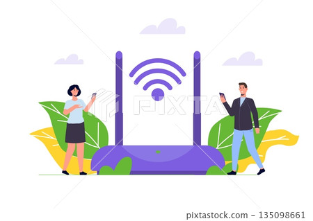 WiFi Connection concept. Remote connected devices. Vector illustration. 135098661