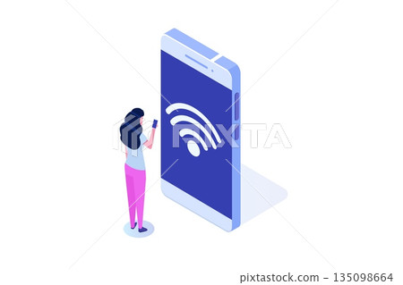 WiFi Connection concept. Remote connected devices. Vector illustration. WiFi Connection concept. Remote connected devices. Vector illustration. 135098664