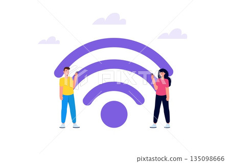 WiFi Connection concept. Remote connected devices. Vector illustration. WiFi Connection concept. Remote connected devices. Vector illustration. 135098666