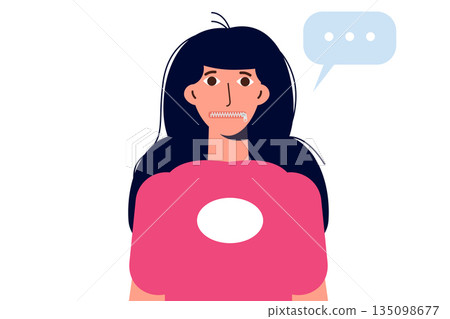 The concept of a secretive with a zipped mouth. Keeping mouth should keeping secrets because of censorship The concept of a secretive with a zipped mouth. Keeping mouth should keeping secrets because of censorship 135098677