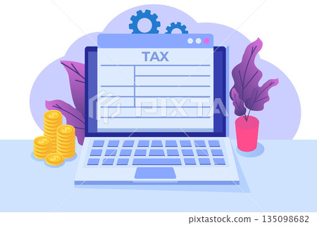 Online tax payment app concept. Can use for landing page template. Vector illustration Online tax payment app concept. Can use for landing page template. Vector illustration 135098682