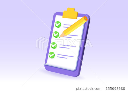 Online testing, E-learning, education 3d realistic concept. Vector illustration. Online testing, E-learning, education 3d realistic concept. Vector illustration. 135098688
