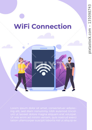 WiFi Connection concept. Remote connected devices. Vector illustration. WiFi Connection concept. Remote connected devices. Vector illustration. 135098743