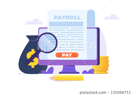 Invoice paper, payroll, salary payment concept. Vector illustration 135098751