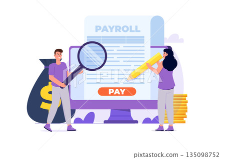 Invoice paper, payroll, salary payment concept. Vector illustration 135098752