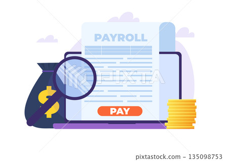 Invoice paper, payroll, salary payment concept. Vector illustration 135098753