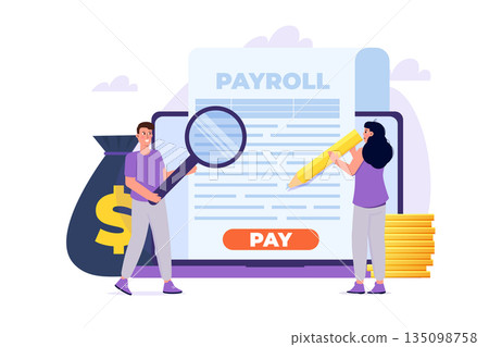 Invoice paper, payroll, salary payment concept. Vector illustration 135098758