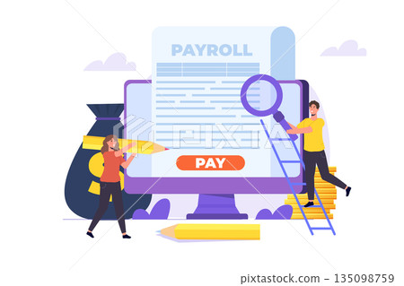 Invoice paper, payroll, salary payment concept. Vector illustration 135098759