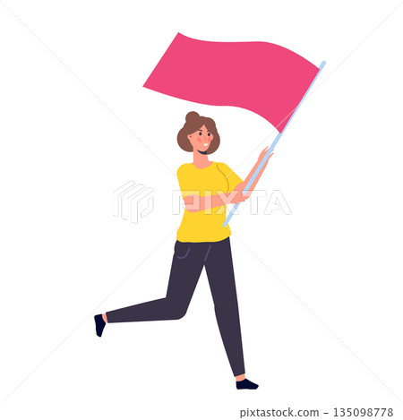 Human running with a flag. Vector illustration Human running with a flag. Vector illustration 135098778