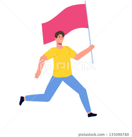 Human running with a flag. Vector illustration Human running with a flag. Vector illustration 135098780