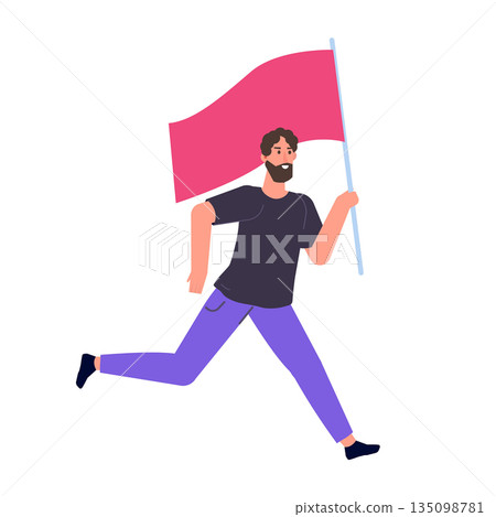 Human running with a flag. Vector illustration Human running with a flag. Vector illustration 135098781
